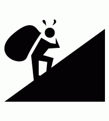 Carrying Heavy Sack Up The Hill