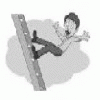 Falls down from ladder